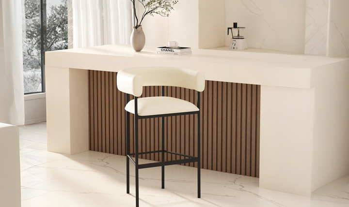 Manhattan Comfort Onda Vegan Leather Metal Upholstered Barstool-Jennifer Furniture