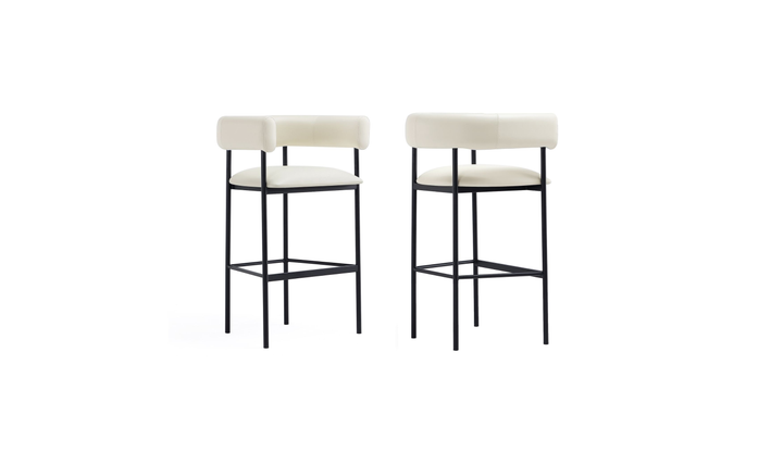 Manhattan Comfort Onda Vegan Leather Metal Upholstered Barstool-Jennifer Furniture