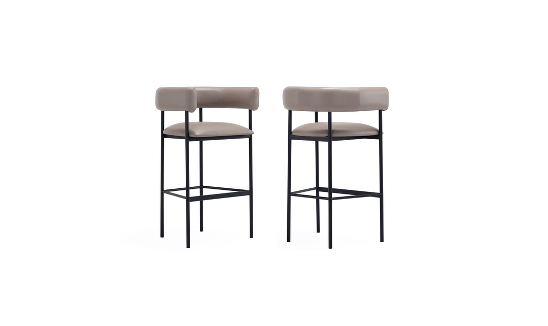 Manhattan Comfort Onda Vegan Leather Metal Upholstered Barstool-Jennifer Furniture