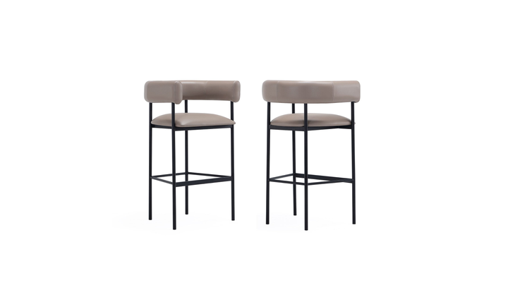 Manhattan Comfort Onda Vegan Leather Metal Upholstered Barstool-Jennifer Furniture