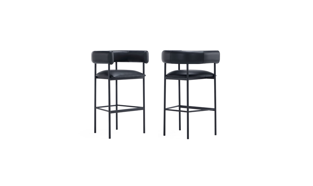 Manhattan Comfort Onda Vegan Leather Metal Upholstered Barstool-Jennifer Furniture