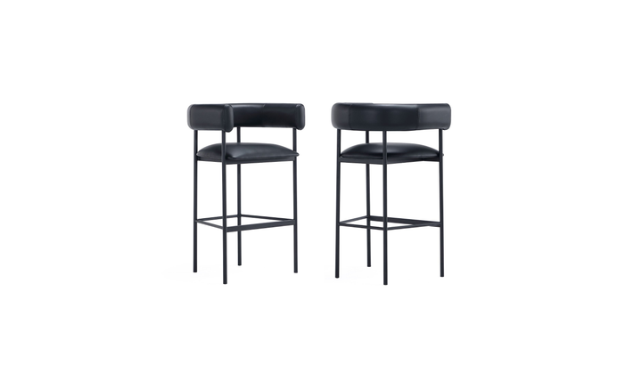 Manhattan Comfort Onda Vegan Leather Metal Upholstered Barstool-Jennifer Furniture