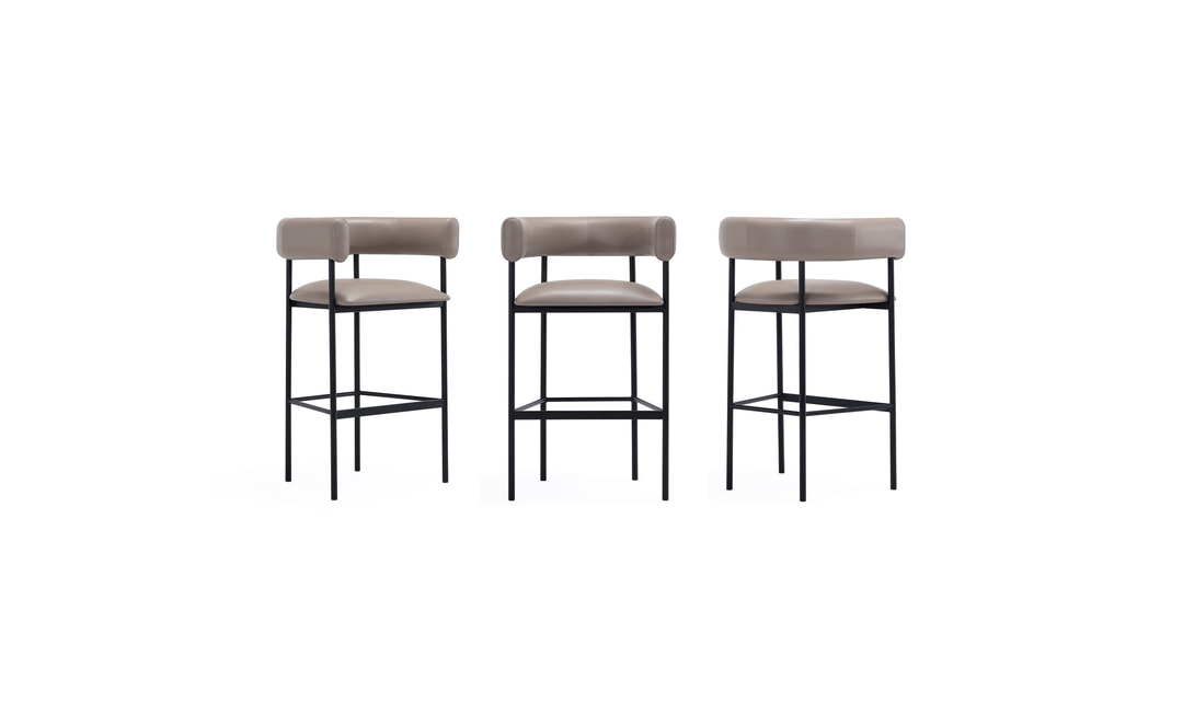Manhattan Comfort Onda Vegan Leather Metal Upholstered Barstool-Jennifer Furniture