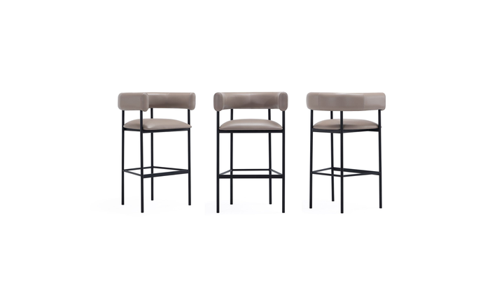 Manhattan Comfort Onda Vegan Leather Metal Upholstered Barstool-Jennifer Furniture