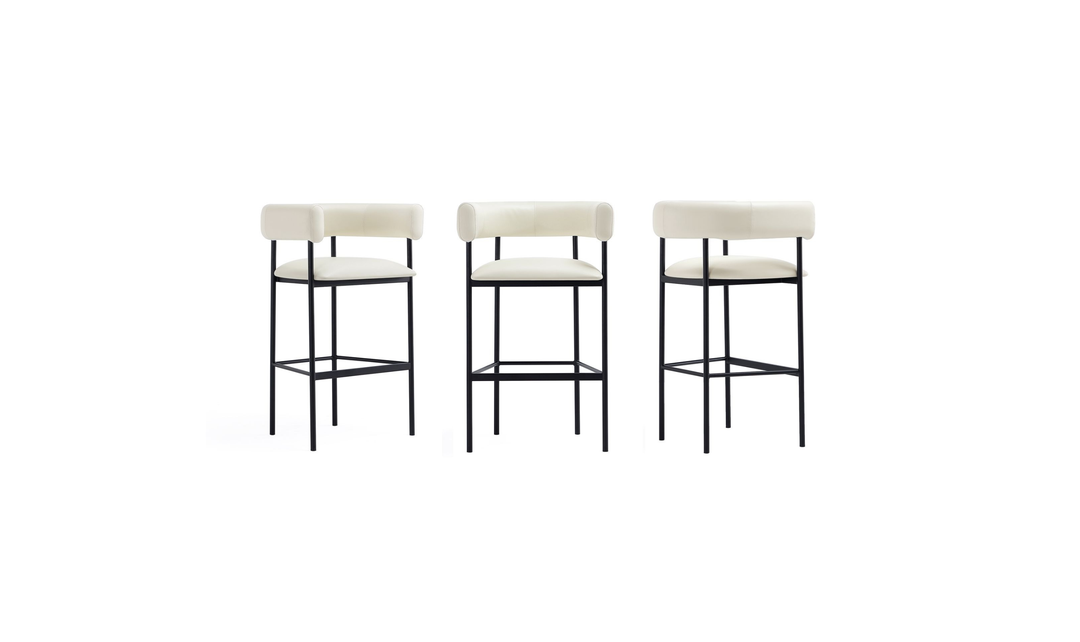 Manhattan Comfort Onda Vegan Leather Metal Upholstered Barstool-Jennifer Furniture