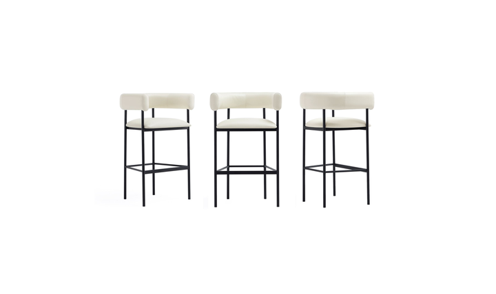 Manhattan Comfort Onda Vegan Leather Metal Upholstered Barstool-Jennifer Furniture