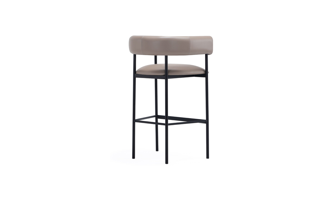 Manhattan Comfort Onda Vegan Leather Metal Upholstered Barstool-Jennifer Furniture
