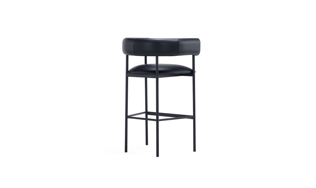 Manhattan Comfort Onda Vegan Leather Metal Upholstered Barstool-Jennifer Furniture
