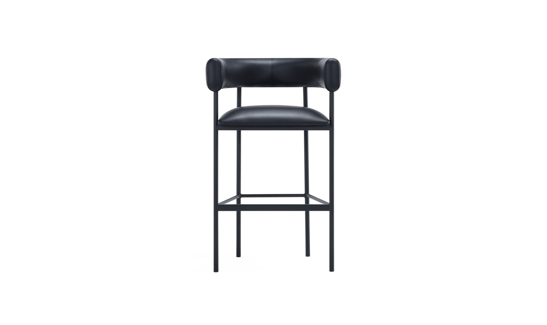 Manhattan Comfort Onda Vegan Leather Metal Upholstered Barstool-Jennifer Furniture