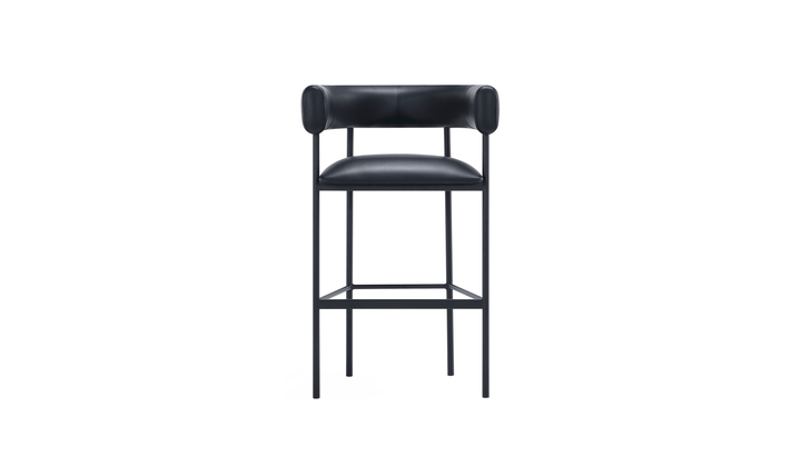 Manhattan Comfort Onda Vegan Leather Metal Upholstered Barstool-Jennifer Furniture