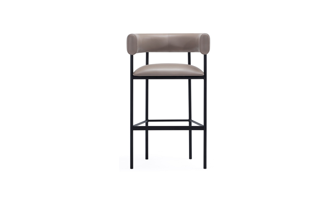 Manhattan Comfort Onda Vegan Leather Metal Upholstered Barstool-Jennifer Furniture