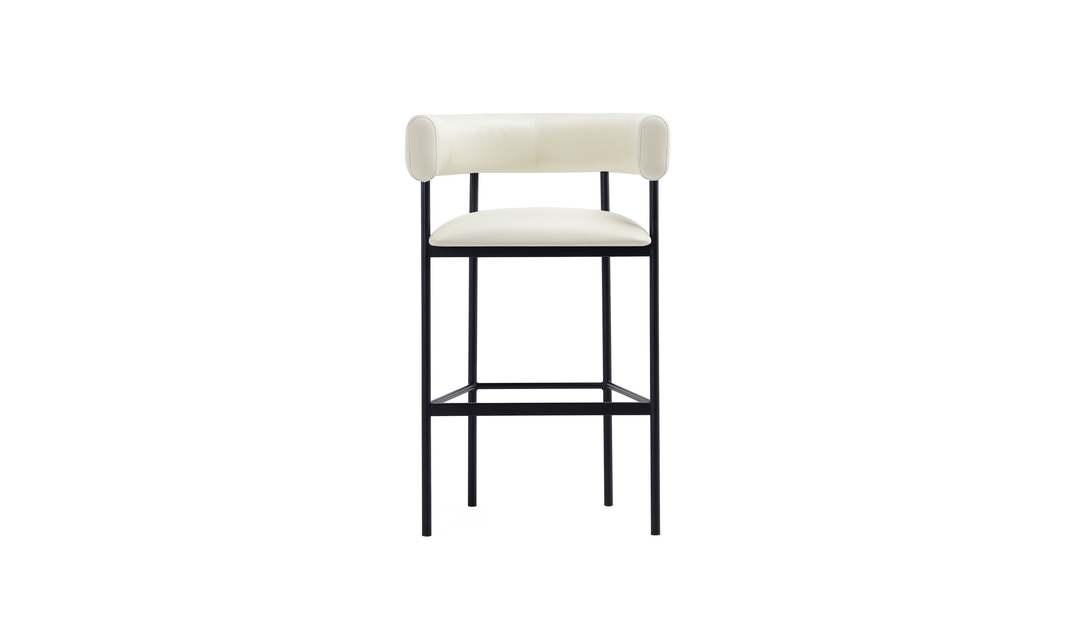 Manhattan Comfort Onda Vegan Leather Metal Upholstered Barstool-Jennifer Furniture
