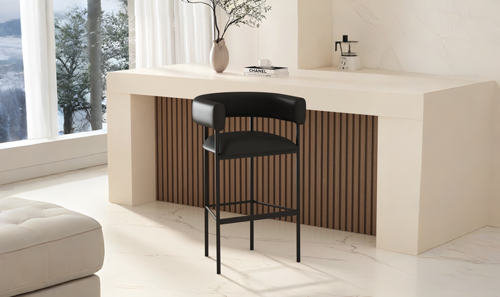 Manhattan Comfort Onda Vegan Leather Metal Upholstered Barstool-Jennifer Furniture