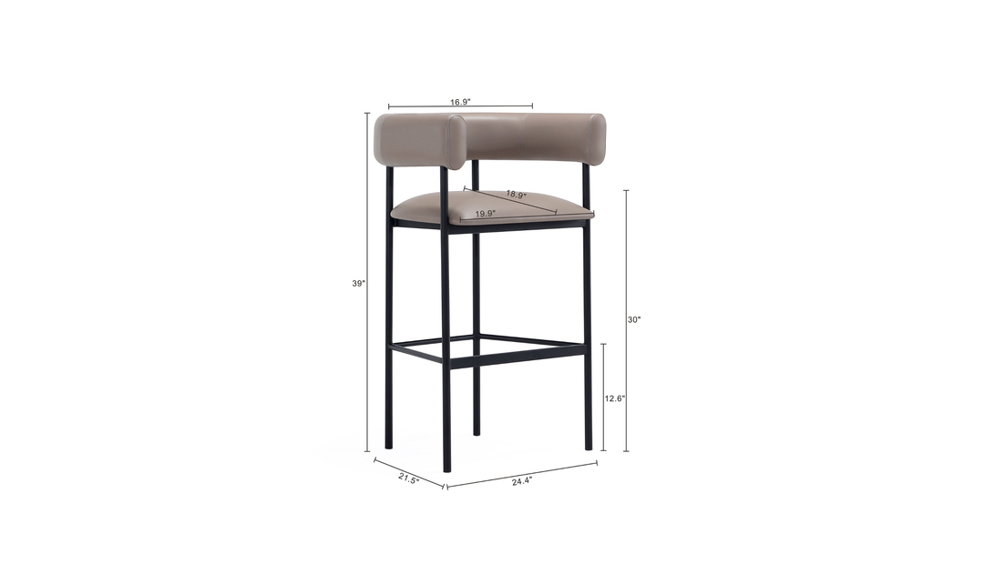 Manhattan Comfort Onda Vegan Leather Metal Upholstered Barstool-Jennifer Furniture