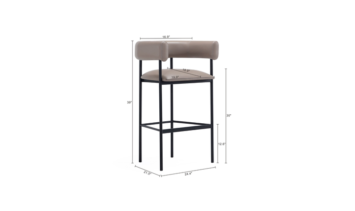Manhattan Comfort Onda Vegan Leather Metal Upholstered Barstool-Jennifer Furniture