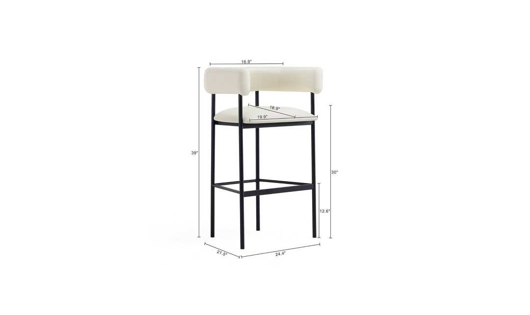 Manhattan Comfort Onda Vegan Leather Metal Upholstered Barstool-Jennifer Furniture