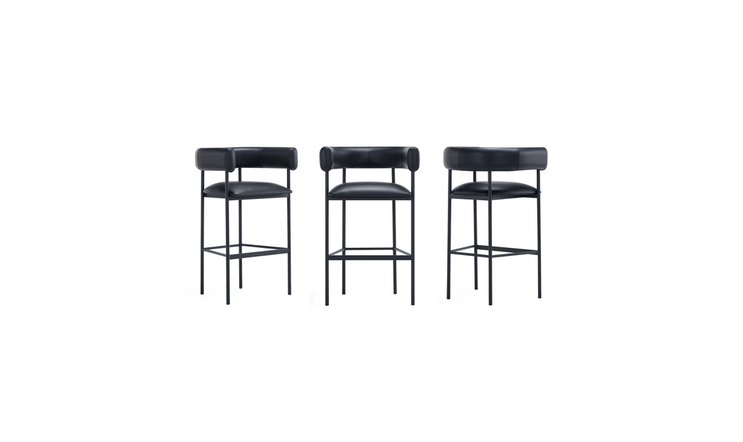 Manhattan Comfort Onda Vegan Leather Metal Upholstered Barstool-Jennifer Furniture