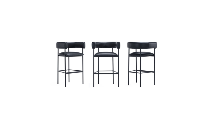 Manhattan Comfort Onda Vegan Leather Metal Upholstered Barstool-Jennifer Furniture