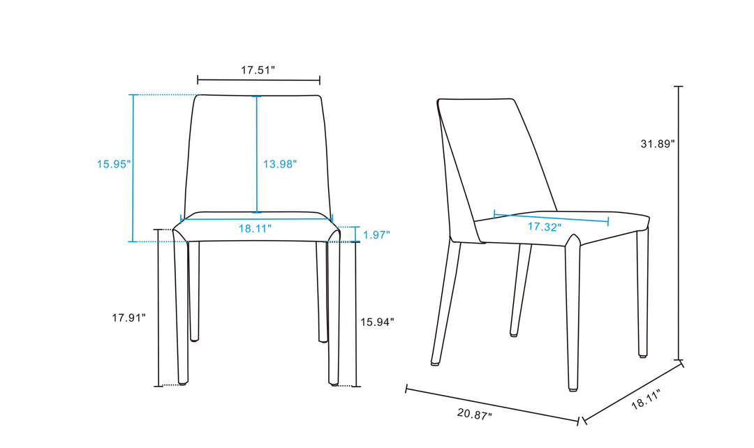 Manhattan Comfort Paris Vegan Leather Dining Chair-Jennifer Furniture