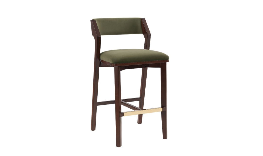 Manhattan Comfort Patricia Wood Upholstered Barstool-Jennifer
