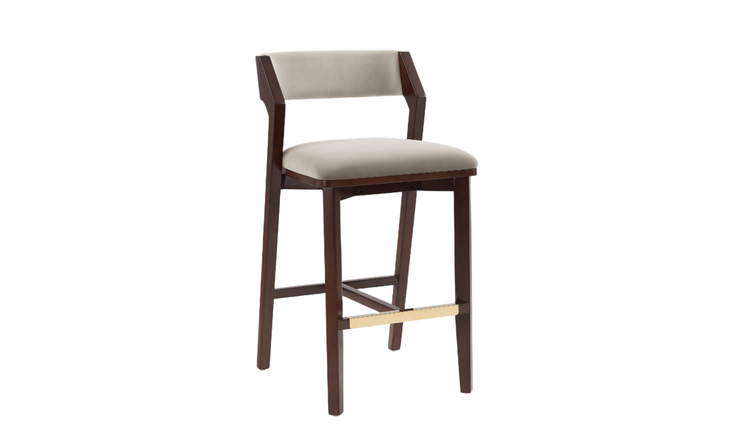 Manhattan Comfort Patricia Wood Upholstered Barstool-Jennifer