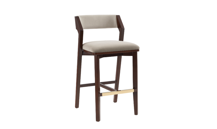 Manhattan Comfort Patricia Wood Upholstered Barstool-Jennifer
