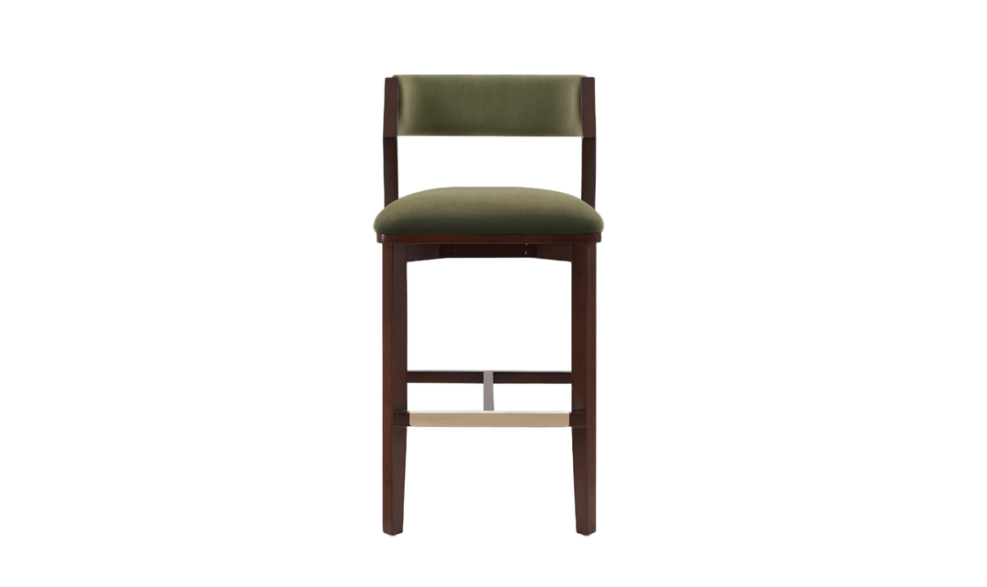 Manhattan Comfort Patricia Wood Upholstered Barstool-Jennifer