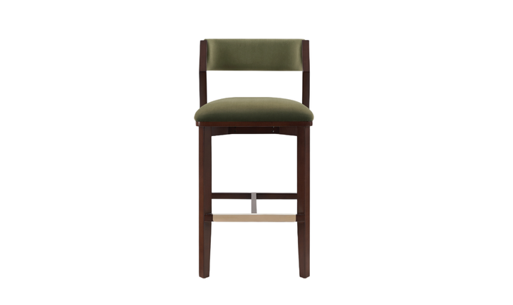 Manhattan Comfort Patricia Wood Upholstered Barstool-Jennifer