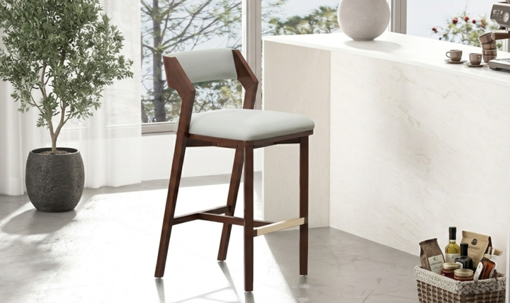 Manhattan Comfort Patricia Wood Upholstered Barstool-Jennifer