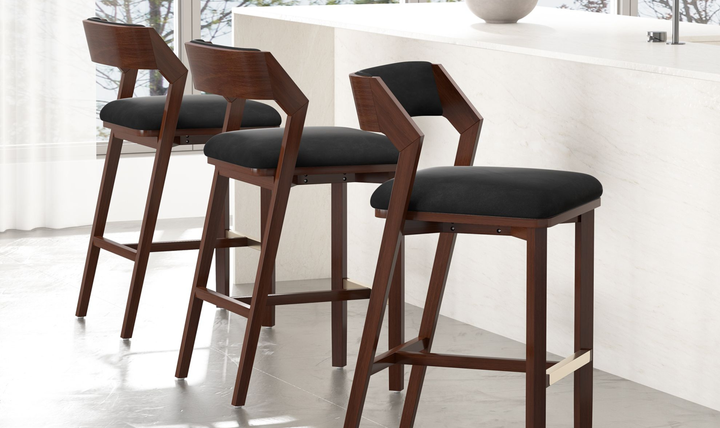 Manhattan Comfort Patricia Wood Upholstered Barstool-Jennifer