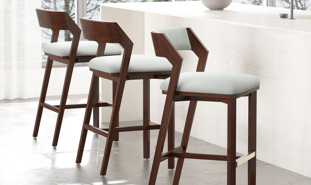 Manhattan Comfort Patricia Wood Upholstered Barstool-Jennifer