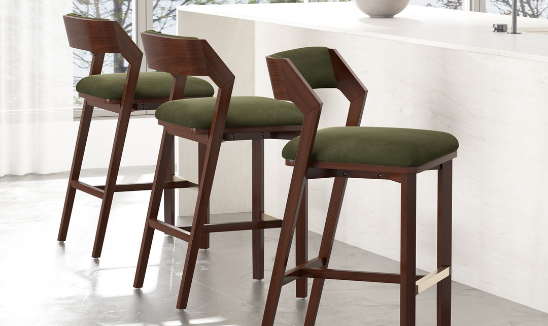 Manhattan Comfort Patricia Wood Upholstered Barstool-Jennifer