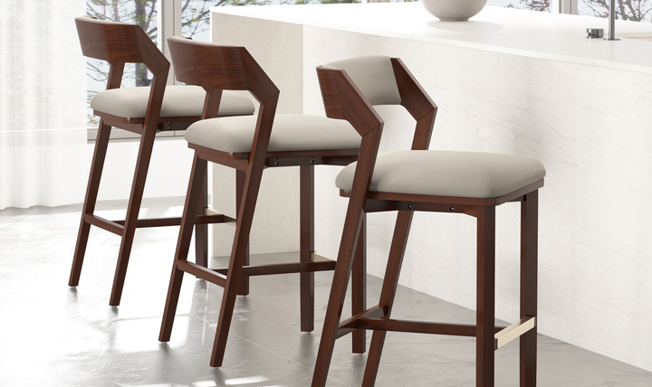 Manhattan Comfort Patricia Wood Upholstered Barstool-Jennifer