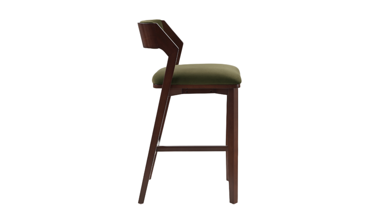 Manhattan Comfort Patricia Wood Upholstered Barstool-Jennifer