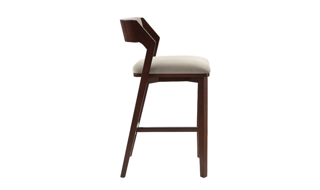 Manhattan Comfort Patricia Wood Upholstered Barstool-Jennifer