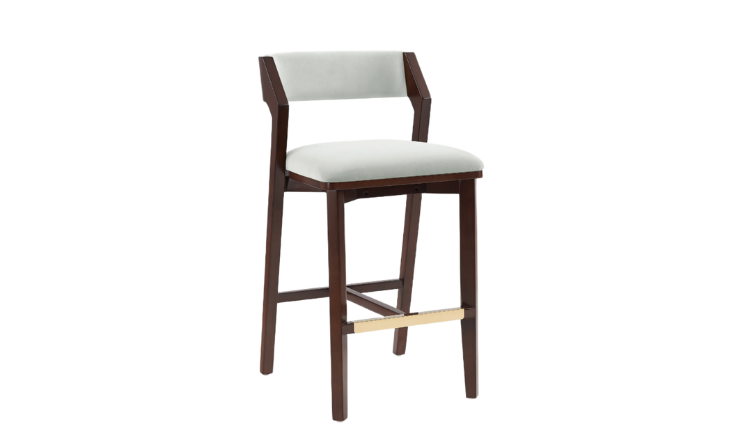 Manhattan Comfort Patricia Wood Upholstered Barstool-Jennifer