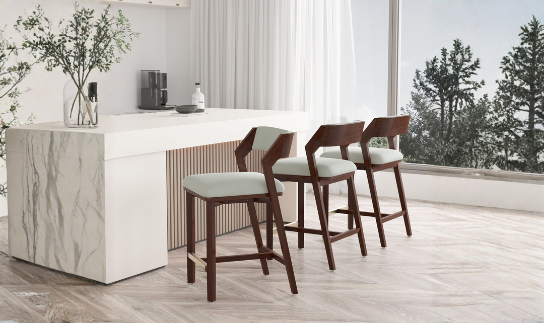 Manhattan Comfort Patricia Wood Upholstered Counter Stool