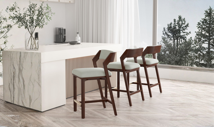 Manhattan Comfort Patricia Wood Upholstered Counter Stool