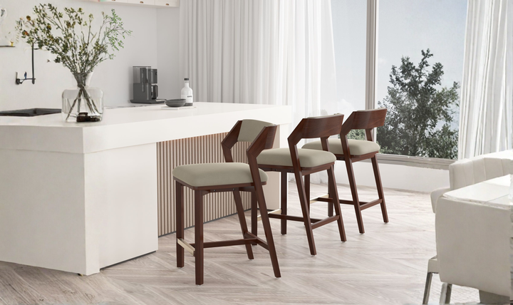 Manhattan Comfort Patricia Wood Upholstered Counter Stool