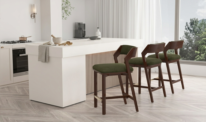 Manhattan Comfort Patricia Wood Upholstered Counter Stool