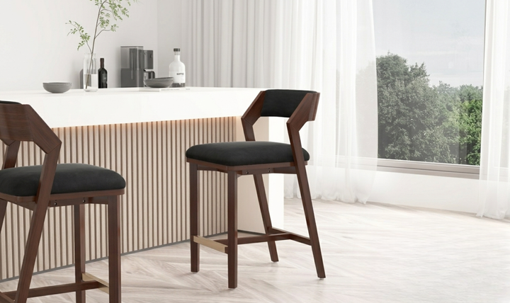 Manhattan Comfort Patricia Wood Upholstered Counter Stool