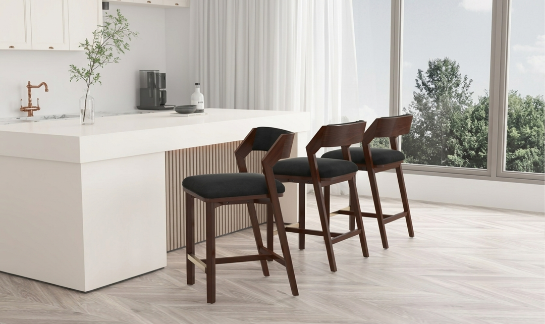 Manhattan Comfort Patricia Wood Upholstered Counter Stool