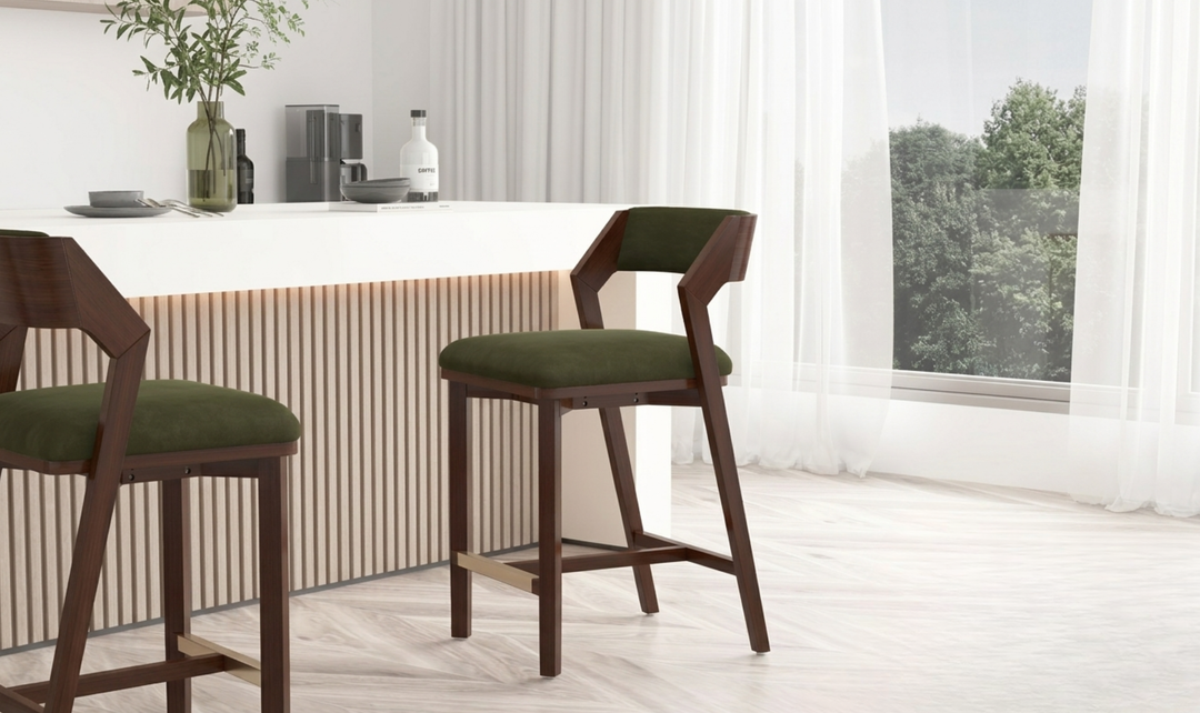 Manhattan Comfort Patricia Wood Upholstered Counter Stool