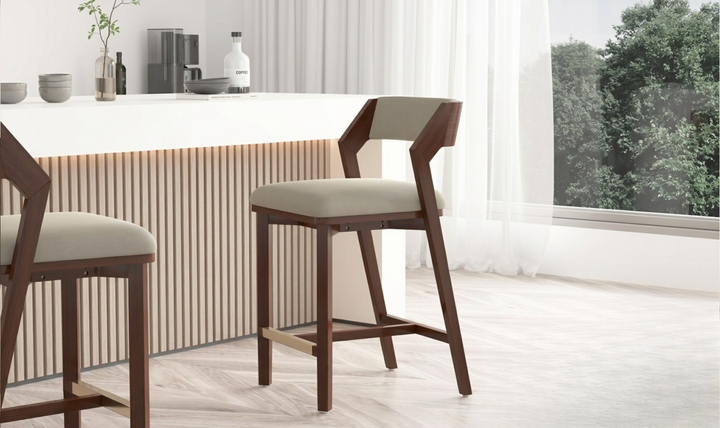 Manhattan Comfort Patricia Wood Upholstered Counter Stool