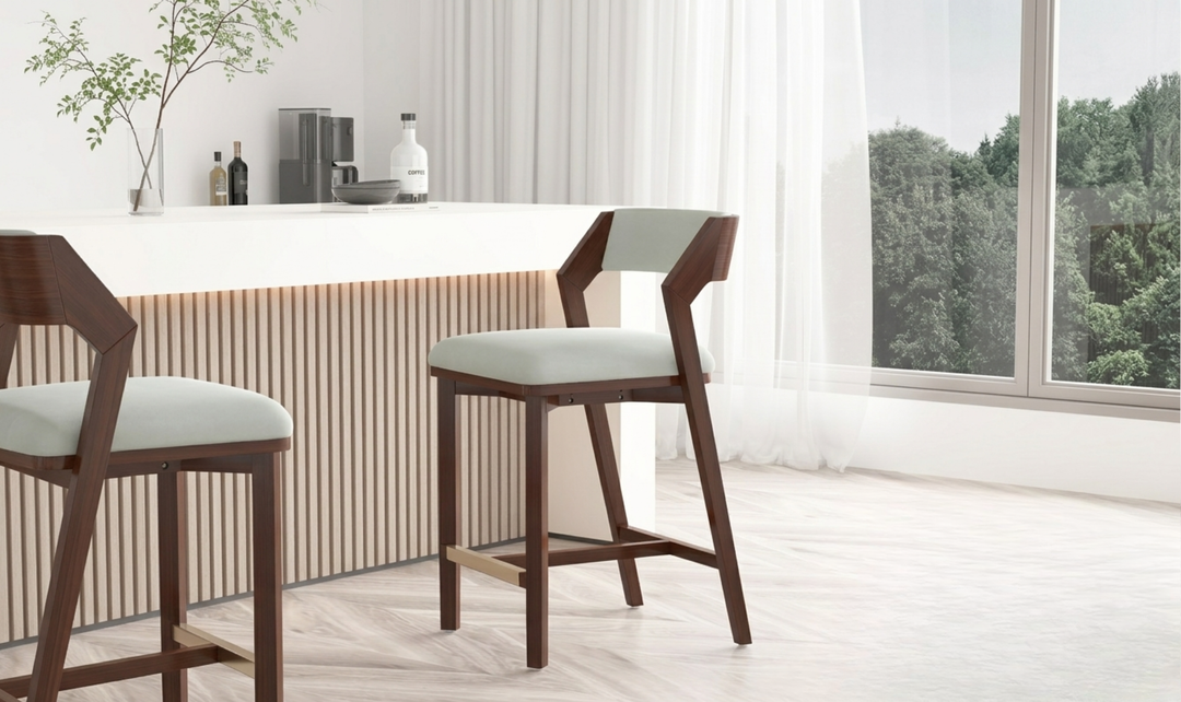 Manhattan Comfort Patricia Wood Upholstered Counter Stool
