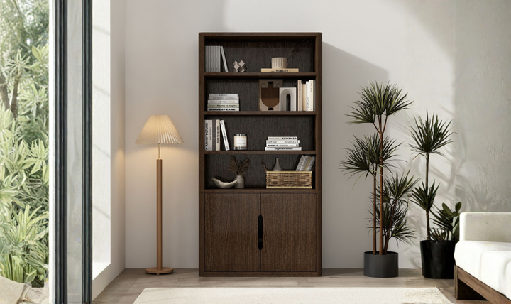Manhattan Comfort Rivington Bookcase with Lower Storage Cabinet-Jenifer Furniture