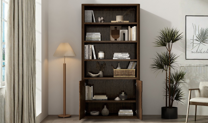 Manhattan Comfort Rivington Bookcase with Lower Storage Cabinet-Jenifer Furniture