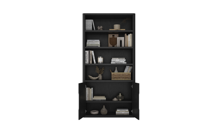 Manhattan Comfort Rivington Bookcase with Lower Storage Cabinet-Jenifer Furniture
