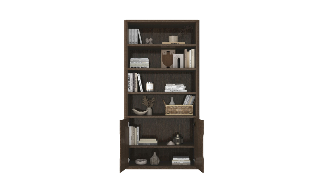 Manhattan Comfort Rivington Bookcase with Lower Storage Cabinet-Jenifer Furniture