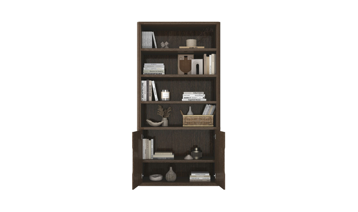 Manhattan Comfort Rivington Bookcase with Lower Storage Cabinet-Jenifer Furniture